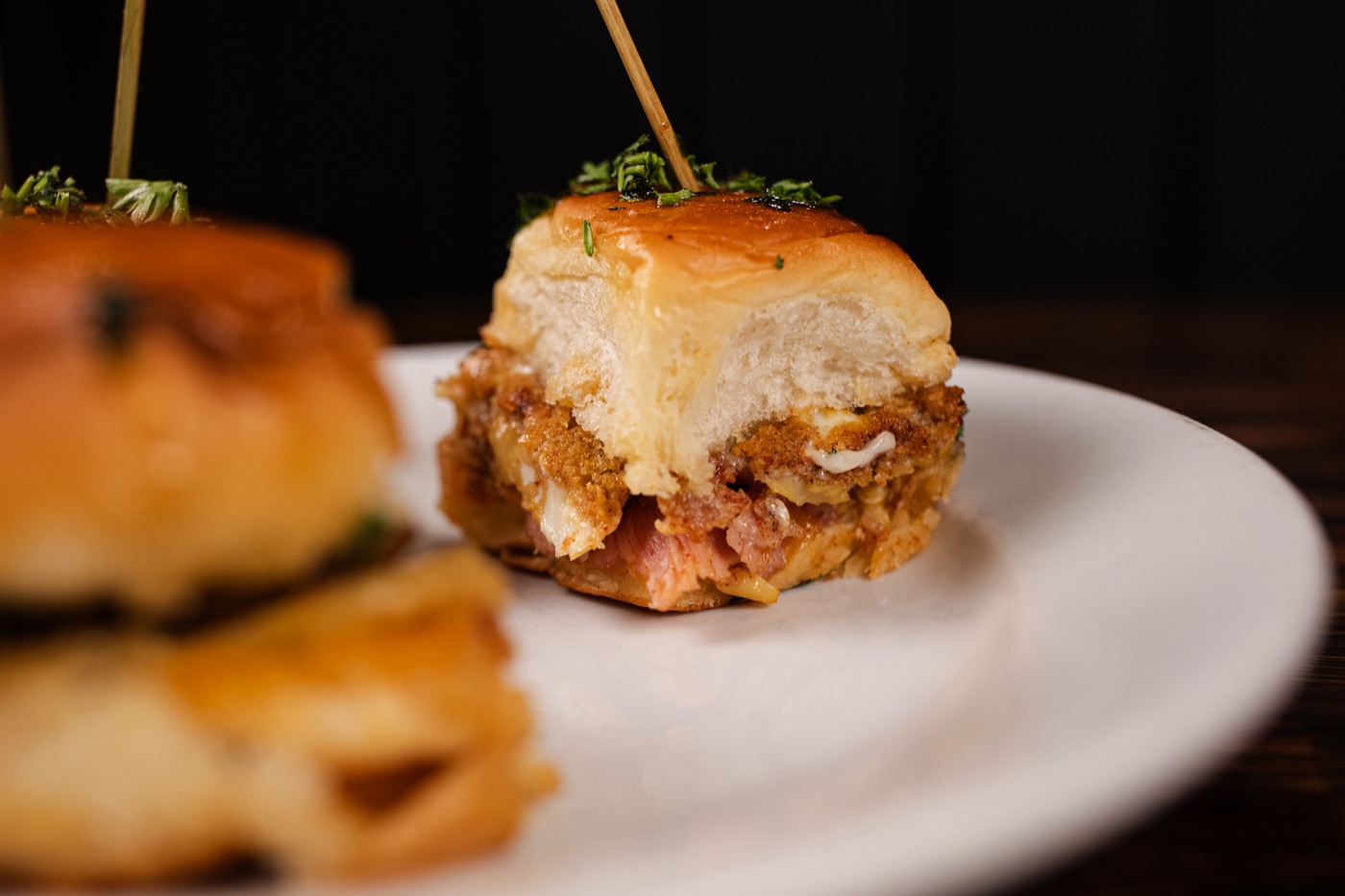 Chicken sliders on brioche buns