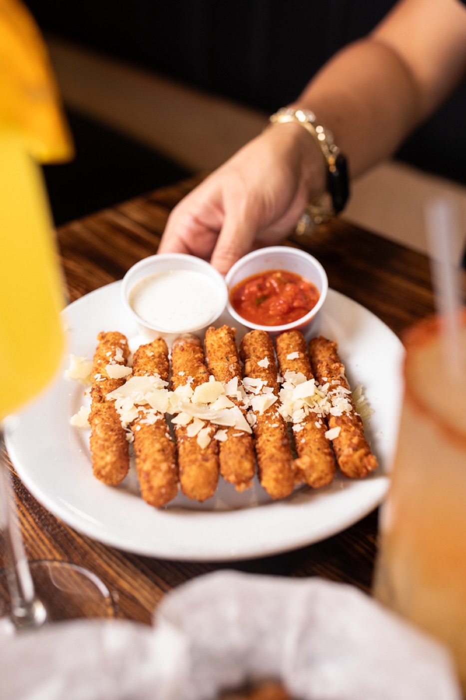 Mozzarella sticks with marinara and ranch