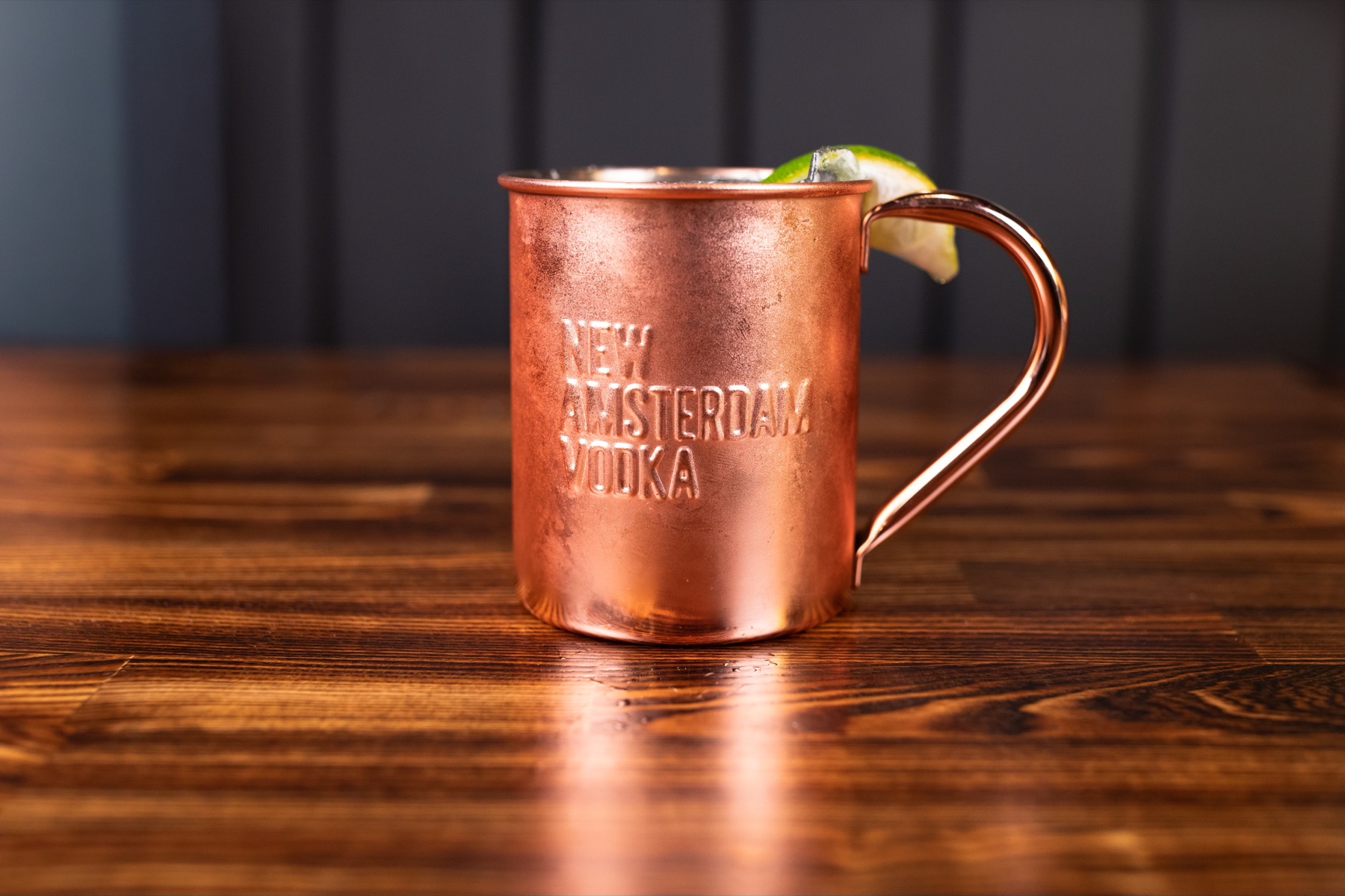 A Moscow Mule in a copper mug